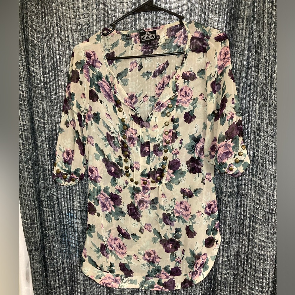 Angie sheer flower top size medium.